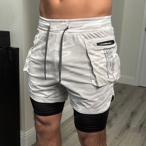 ASRV White Camo Silver-Lite 5” Liner Cargo Shorts